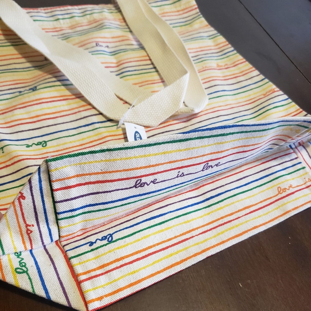Old Navy Rainbow Stripes Reusable Canvas Tote - Picture 3 of 4